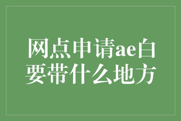 网点申请ae白要带什么地方