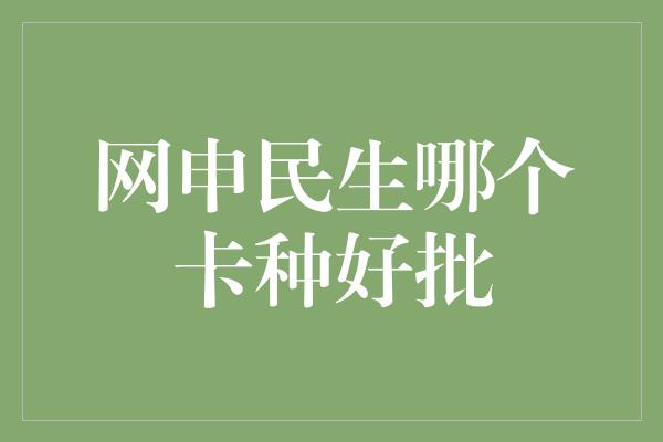 网申民生哪个卡种好批