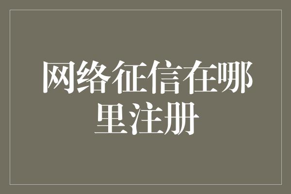 网络征信在哪里注册