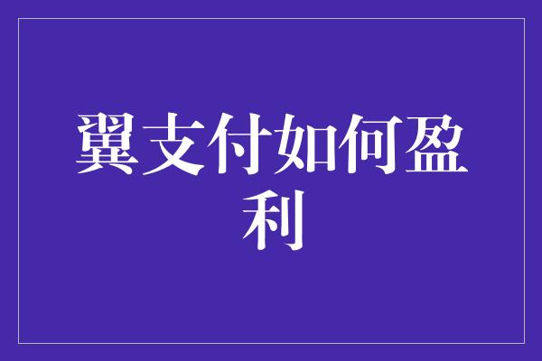 翼支付如何盈利