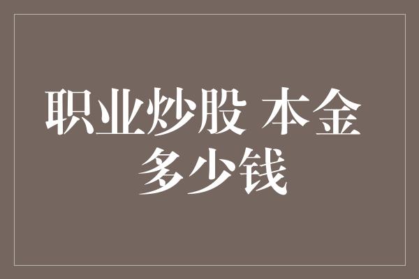 职业炒股 本金 多少钱