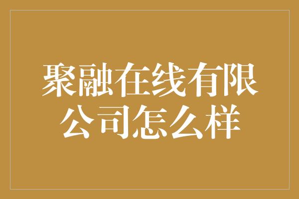 聚融在线有限公司怎么样