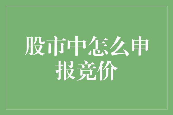 股市中怎么申报竞价