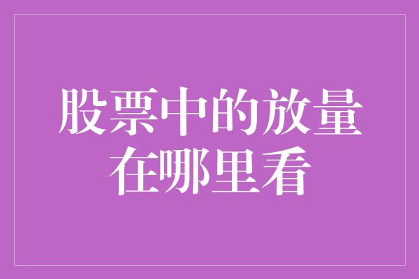 股票中的放量在哪里看