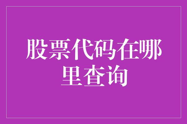 股票代码在哪里查询