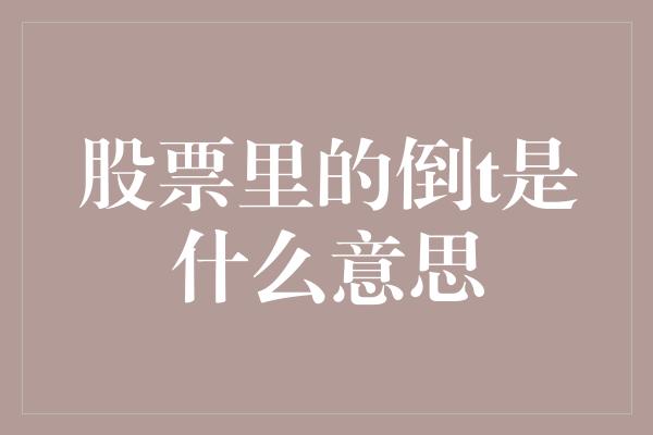 股票里的倒t是什么意思