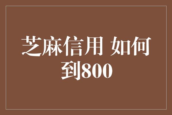 芝麻信用 如何到800