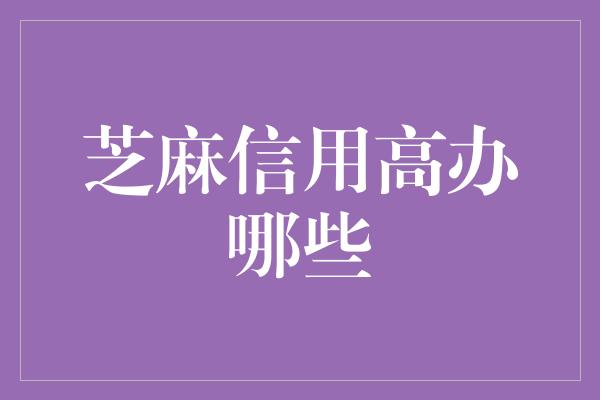 芝麻信用高办哪些