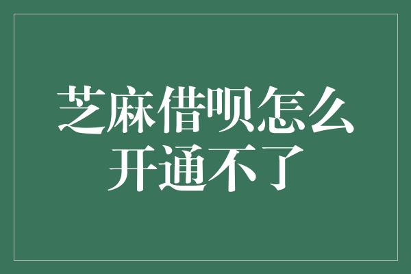 芝麻借呗怎么开通不了