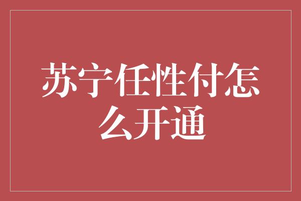 苏宁任性付怎么开通