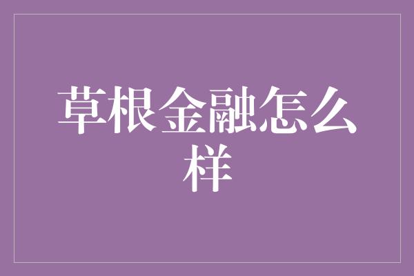 草根金融怎么样