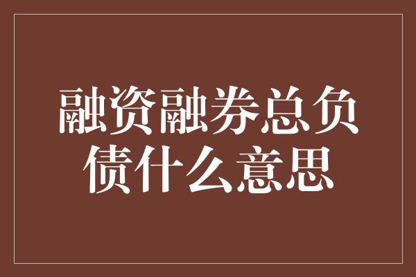 融资融券总负债什么意思