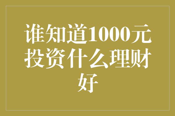 谁知道1000元投资什么理财好