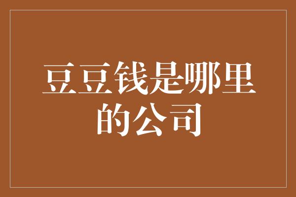 豆豆钱是哪里的公司