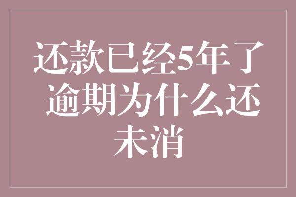 还款已经5年了 逾期为什么还未消