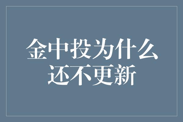 金中投为什么还不更新