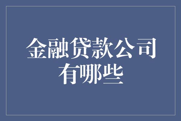 金融贷款公司有哪些