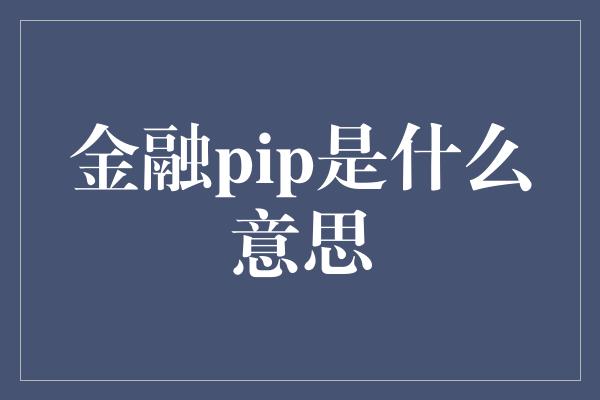 金融pip是什么意思