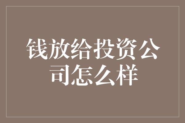 钱放给投资公司怎么样