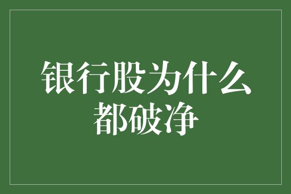 银行股为什么都破净