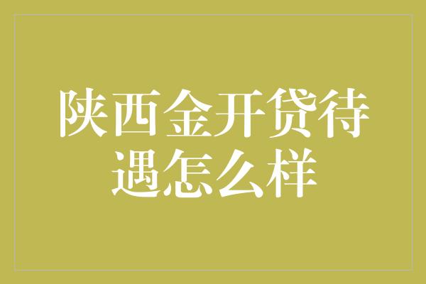 陕西金开贷待遇怎么样