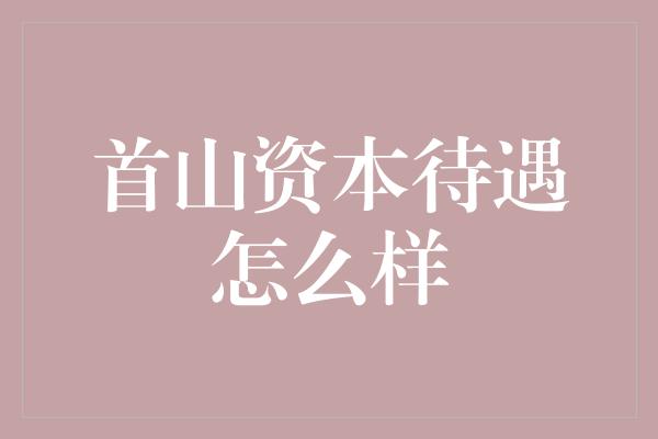 首山资本待遇怎么样