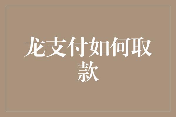 龙支付如何取款