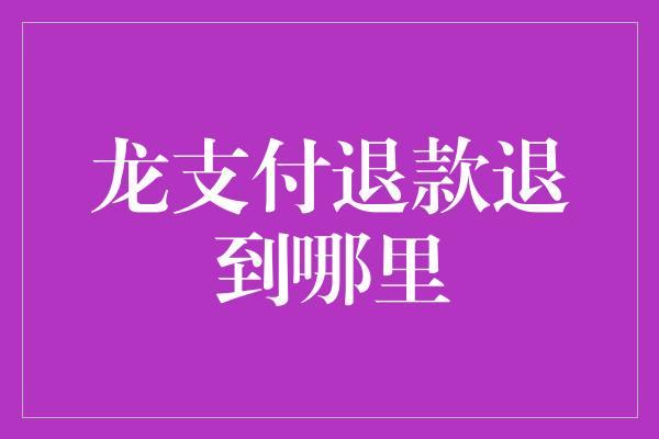 龙支付退款退到哪里