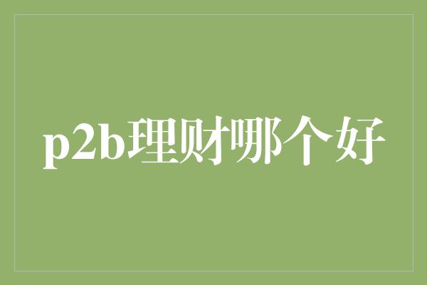 p2b理财哪个好