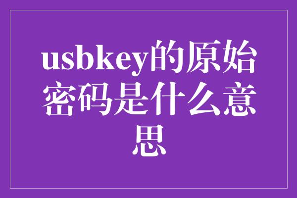 usbkey的原始密码是什么意思