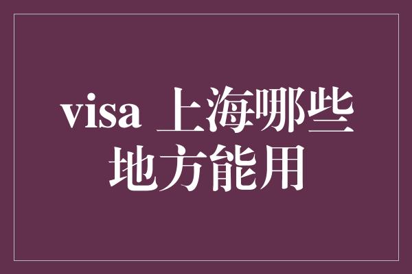 visa 上海哪些地方能用